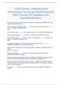 TCRN Review - Head and Neck  (Neurological Trauma and Maxillofacial and  Neck Trauma)-376 Questions with  Complete Solutions