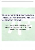TEST BANK FOR PSYCHOLOGY 13TH EDITION DAVID G. MYERS NATHAN C. DEWALL TEST BANK FOR PSYCHOLOGY 13TH EDITION DAVID G. MYERS NATHAN C. DEWALL