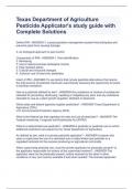 Texas Department of Agriculture Pesticide Applicator's study guide with Complete Solutions