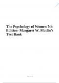 The Psychology of Women 7th Edition- Margaret W. Matlin’s Test Bank | Complete 2023-2024 | Questions with Answers