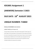 IOS2601 Assignment 1 (ANSWERS) Semester 2 2023 DUE DATE : 18th  AUGUST 2023 UNIQUE NUMBER: 718602
