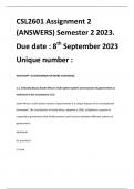 CSL2601 Assignment 2 (ANSWERS) Semester 2 2023. Due date : 8th September 2023  2 SUMMARY CSL2601 EXAM NOTES 2022/2023  3 Exam (elaborations) CSL2601 QUESTIONS AND ANSWERS PACK 2022/2023