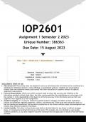 IOP2601 Assignment 1 (ANSWERS) Semester 2 2023 - DISTINCTION GUARANTEED