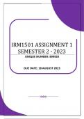 IRM1501 ASSIGNMENT 1 SEMESTER 2 - 2023 (899920)