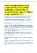 NR507 Pathophysiology Final EXAM 2019 TEST BANK WITH QUESTIONS AND CORRECT ANSWERS (VERIFIED ANSWERS) | ALREADY GRADED A+