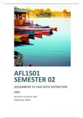 AFL1501 ASSIGNMENT 1 MEMO - SEMESTER 2 - 2023 - UNISA - (DETAILED ANSWERS WITH FOOTNOTES - DISTINCTION GUARANTEED) ️️️️️ LLB EXAMPACKS & TUTORIALS HAS GOT YOUR BACK!