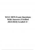 WGU D076 Final Exam Questions With Answers | Verified 2023/2024 | Graded A+
