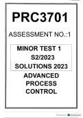 PRC3701 MINOR TEST 1 UNISA 2023 ASSESSMENT 1 ADVANCED PROCESS CONTROL 