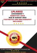 LPL4802 Assignment 1 Answers | Due 18 August 2023 | Footnotes and Bibliography included! DISTINCTION ANSWERING!