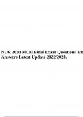 NUR 2633 MCH Final Exam Questions and Answers Latest Update 2022/2023.