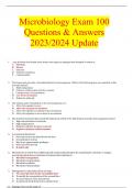 Microbiology Exam 100 Questions & Answers 2023/2024 Update