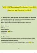 WGU D307 Educational Psychology Exam 2023 Questions and Answers {Verified}