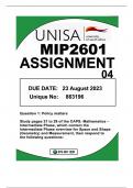 MIP2601 ASSIGNMENT 04 DUE 23 AUGUST2023
