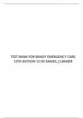TEST BANK FOR BRADY EMERGENCY CARE 12TH EDITION DANIEL J LIMMER