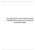 TEST BANK FOR JOINT STRUCTURE FUNCTION COMPREHENSIVE ANALYSIS 5TH EDITION LEVANGIE NORKIN