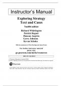 Solution Manual for Exploring Strategy Text and Cases 12th Edition by Gerry Johnson, keven scholes, Richard Whittington, Duncan Angwin, Patrick Regner