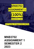 MNB3702 ASSIGNMENT 1 SEMESTER 2 2023 (DUE Tuesday, 15 August 2023, 9:00 PM)