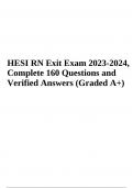 HESI RN EXIT Exam | 160 Questions With Verified Answers | Latest Update Graded A+ (2023/2024)