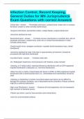 Infection Control, Record Keeping, General Duties for MN Jurisprudence Exam Questions with correct Answers