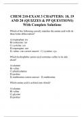  CHEM 210-EXAM 3 CHAPTERS: 18, 19 AND 20 (QUIZZES & PP QUESTIONS) With Complete Solutions