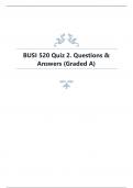 BUSI 520 Quiz 2. Questions & Answers (Graded A).