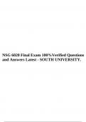 NSG 6020 Final Exam 100%Verified Questions and Answers Latest - SOUTH UNIVERSITY.