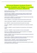 Advanced System Analysis Exam 1-Systems Analysis and Design || Complete Questions & Answers (Rated A+)