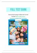  Test Bank for Abnormal Child Psychology 7th Edition by Eric J Mash, all chapters covered: ISBN-10 1337624268 ISBN-13 978-1337624268, A+ guide
