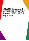 CMY2603 Assignment 1 (COMPLETE ANSWERS) Semester 2 2023 - DUE 17 August 2023.