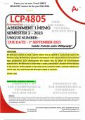 LCP4805 ASSIGNMENT 1 MEMO - SEMESTER 2 - 2023 - UNISA - (DETAILED ANSWERS WITH REFERENCES - DISTINCTION GUARANTEED) – DUE DATE: - 1 SEPTEMBER 2023 
