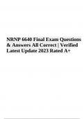 NRNP 6640 Final Exam Questions & Answers  | Latest Update 2023/2024 (100% VERIFIED)