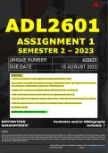 ADL2601 ASSIGNMENT 1 MEMO - SEMESTER 2 - 2023 - UNISA - DUE DATE: - 15 AUGUST 2023 (DETAILED MEMO – FULLY REFERENCED – 100% PASS - GUARANTEED) 