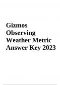 Gizmos Observing Weather Metric Answer Key 2023/2024 (VERIFIED)