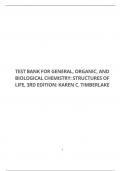 TEST BANK FOR GENERAL, ORGANIC, AND BIOLOGICAL CHEMISTRY: STRUCTURES OF LIFE, 3RD EDITION: KAREN C. TIMBERLAKE
