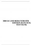TEST BANK FOR DRUGS AND BEHAVIOR 8TH EDITION BY Stephanie Hancock and William A. McKim