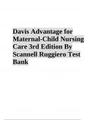  Test Bank For Davis Advantage for Maternal Child Nursing Care 3rd Edition By Scannell Ruggiero | 2023-2024 | GRADED