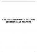 SAE 3701 Assignment 1 MCQ 2023 Questions and Answers, University of South Africa (Unisa)