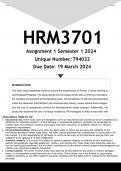 HRM3701 Assignment 1 (ANSWERS) Semester 1 2024 - DISTINCTION GUARANTEED