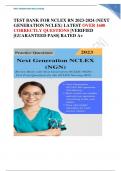 TEST BANK FOR NCLEX RN 2023-2024 (NEXT GENERATION NCLEX) LATEST OVER 1600 CORRECTLY QUESTIONS |VERIFIED |GUARANTEED PASS| RATED A+