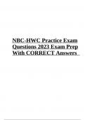 NBC HWC Exam Practice Questions With Answers 2023/2024 | Latest Graded A+