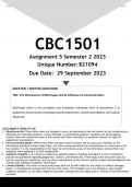 CBC1501 Assignment 5 (ANSWERS) Semester 2 2023 - DISTINCTION GUARANTEED