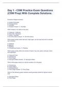 Day 1 - CSW Practice Exam Questions (CSW Prep) With Complete Solutions.