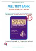 Test Bank For Nursing Research 11th Edition by Denise Polit; Cheryl Becky, Chapter 1-33: ISBN-13 978-1975110642, A+ guide