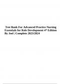 Test Bank For Advanced Practice Nursing Essentials for Role Development 4th Edition By Lucille A. Joel | Complete 2023/2024
