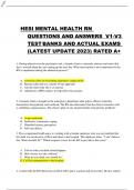 HESI MENTAL HEALTH RN QUESTIONS AND ANSWERS V1-V3 TEST BANKS AND ACTUAL EXAMS (LATEST UPDATE 2023) RATED A+