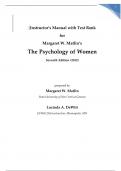 Instructor's Manual with Test Bank for Margaret W. Matlin's Psychology of Women, 7e complete testbank