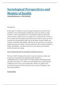 Sociological Perspectives and Models of health