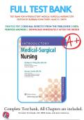 Test Bank For Introductory Medical-Surgical Nursing 12th Edition by Barbara Kuhn Timby; Nancy E. Smith | 2017/2018 | 9781496351333 |Chapter 1-72 | Complete Questions and Answers A+