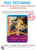 Test Bank for Principles of Pediatric Nursing Caring for Children 7th Edition By Jane W Ball; Ruth C Bindler; Kay Cowen; Michele Rose Shaw (2017-2018) 9780134257013 Chapter 1-31 Questions and Answers A+