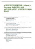 ATI NUTRITION RETAKE #4-Level 2:  Corrected QUESTIONS AND  ANSWERS LATEST UPDATE FOR 2023 EXAM